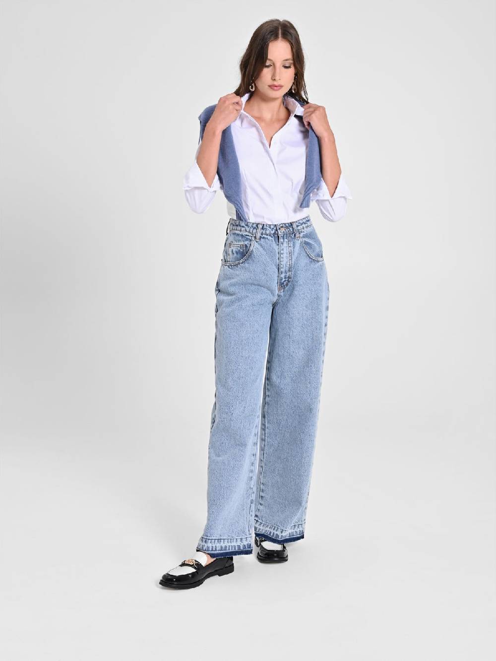 Rinascimento Jeans Chiari Wide Leg In Linea