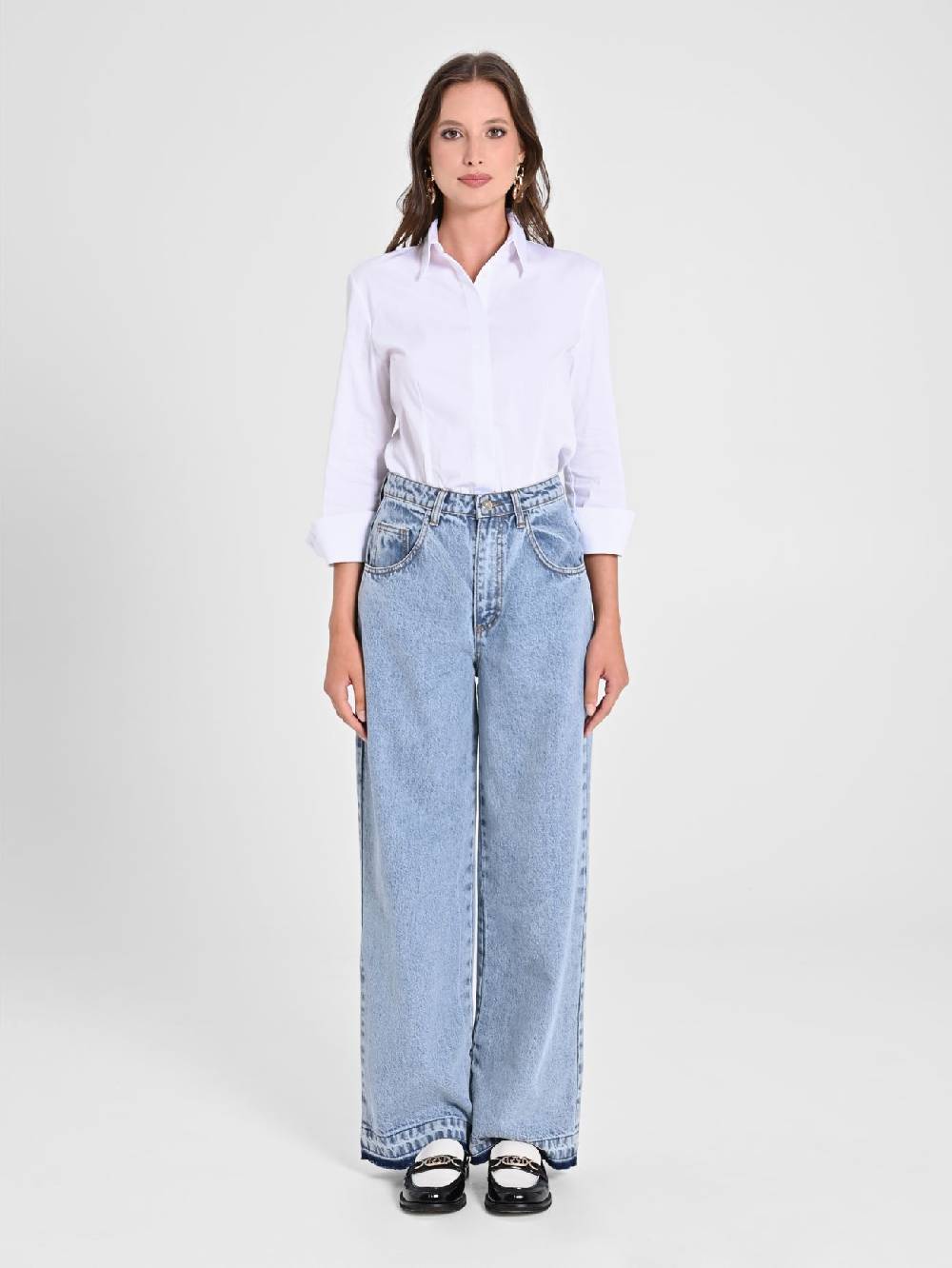 Rinascimento Jeans Chiari Wide Leg In Linea