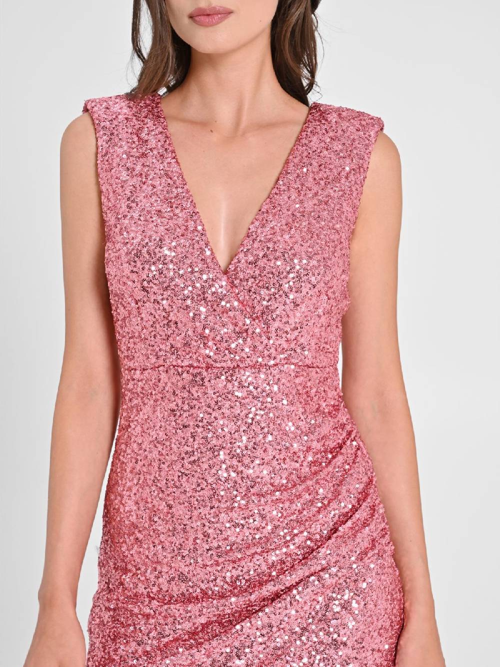 Rinascimento Tubino Paillettes Rosa Nuovo