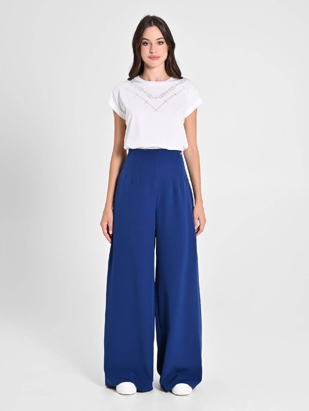 Rinascimento Pantaloni Wide Leg Blu Navy Consegna Veloce