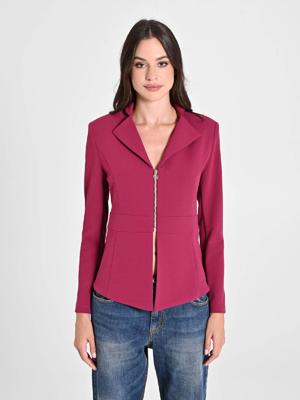 Rinascimento Giacca Bordeaux in Scuba mano Crepe Online