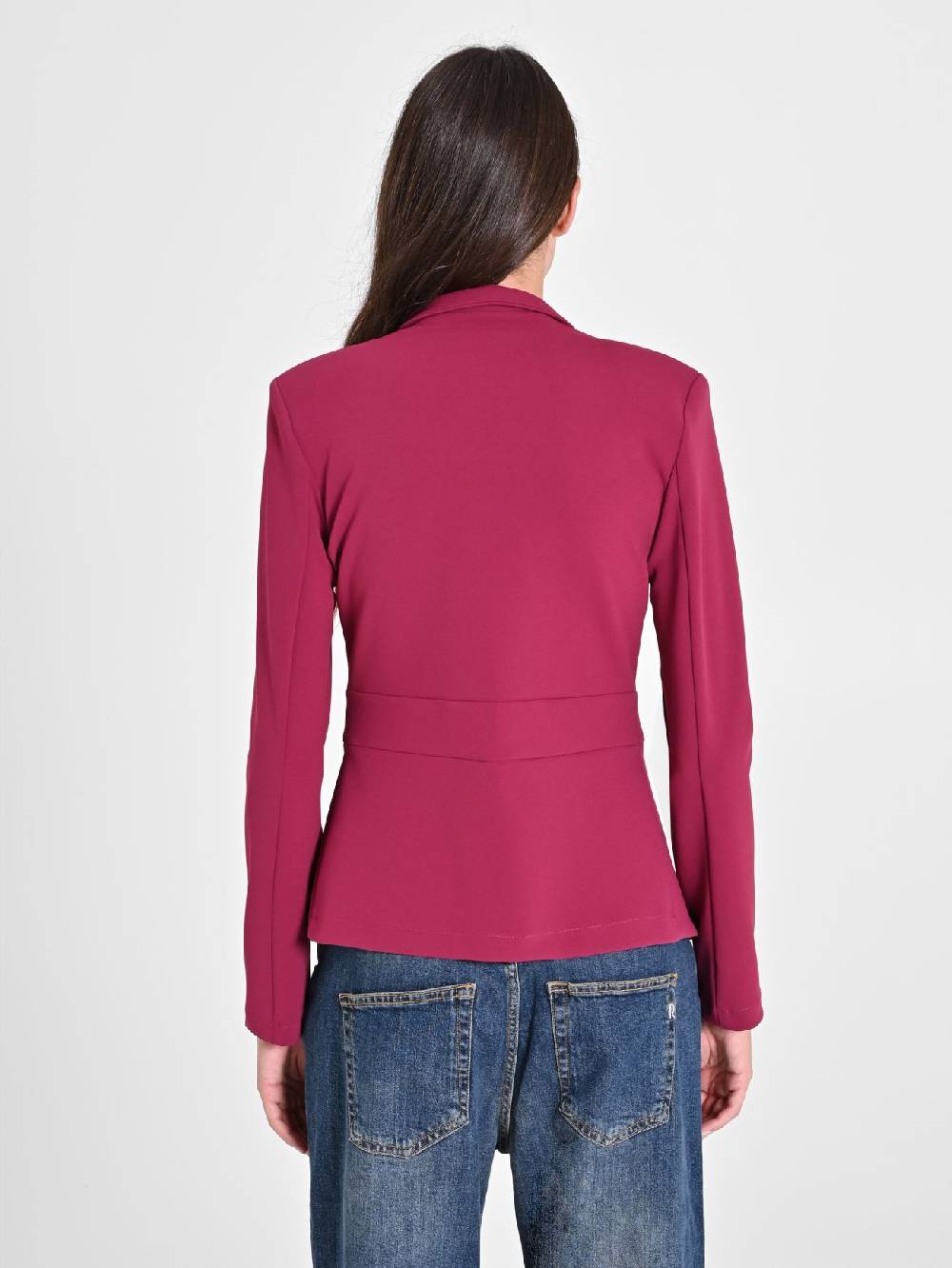 Rinascimento Giacca Bordeaux in Scuba mano Crepe Online