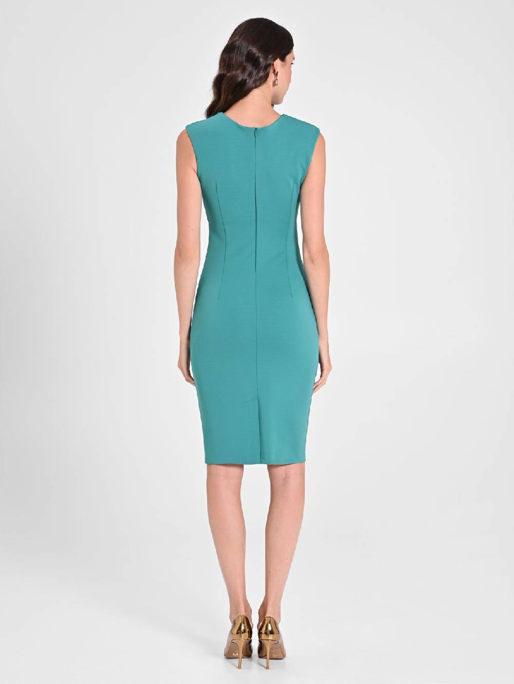Rinascimento Tubino Drappeggiato Verde Giada Vendita Calda