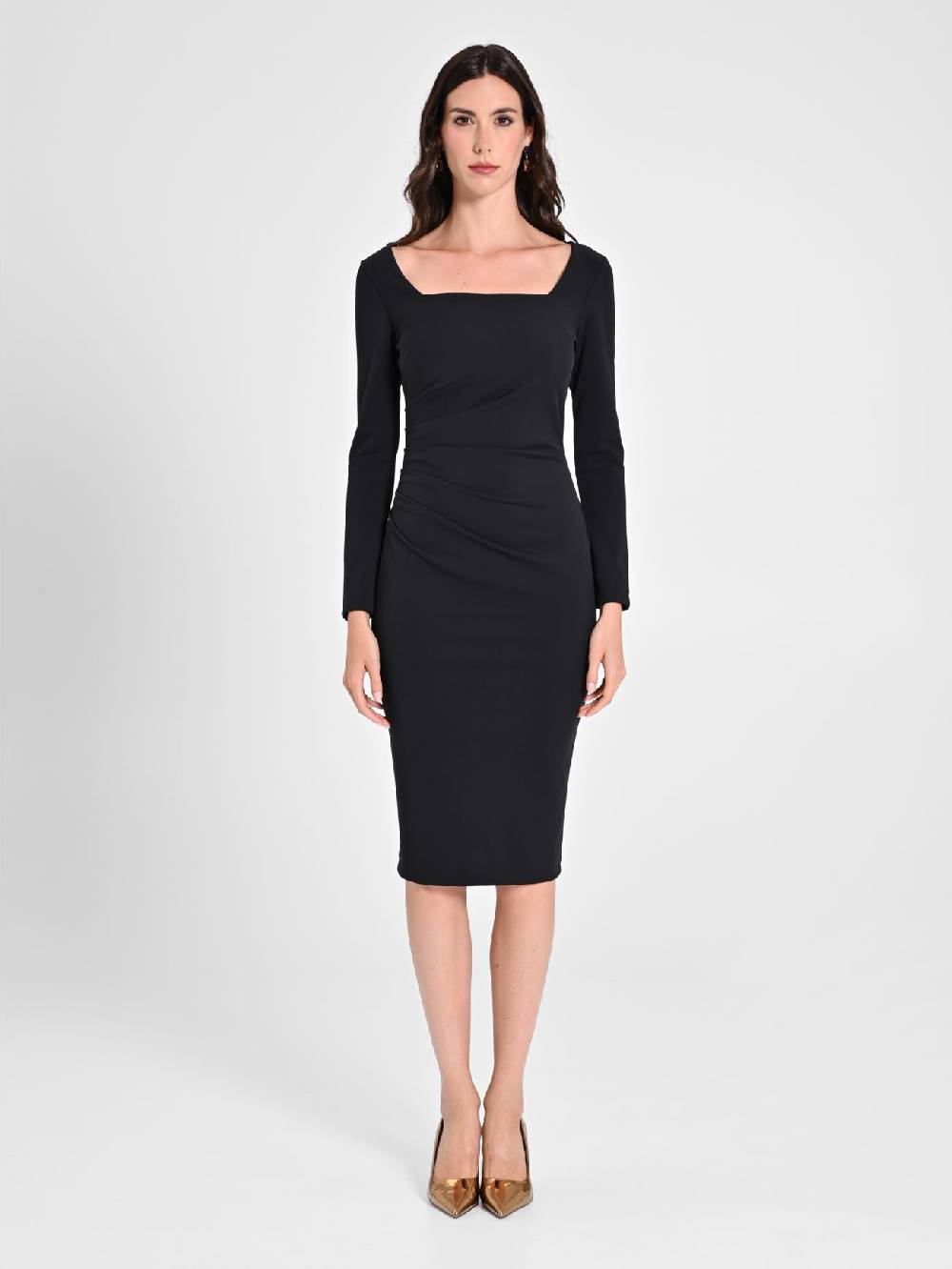 Rinascimento Tubino Nero con Scollo Squadrato Spedizione gratuita