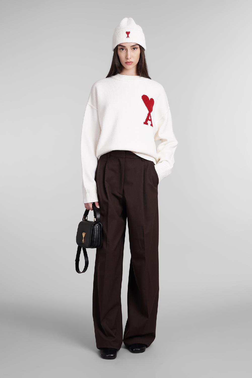 ﻿Deliberti Ami Paris Maglia in lana bianca cod. 403271 - Deliberti The Luxury Shopping Fornitura limitata