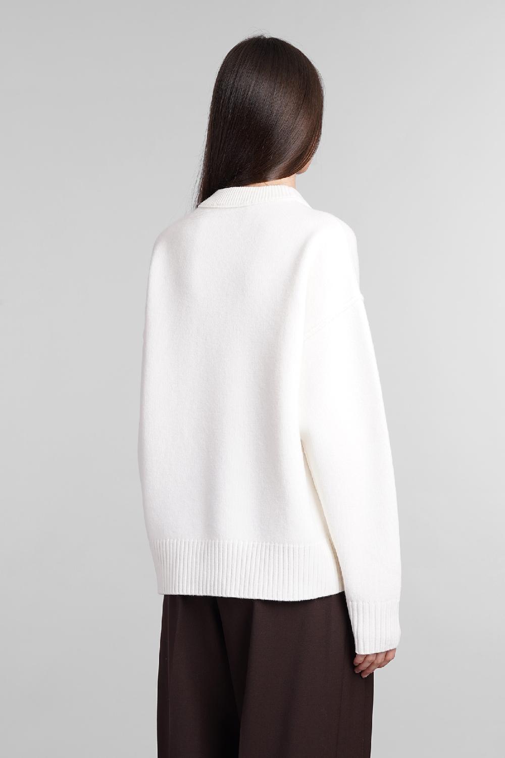 ﻿Deliberti Ami Paris Maglia in lana bianca cod. 403271 - Deliberti The Luxury Shopping Fornitura limitata