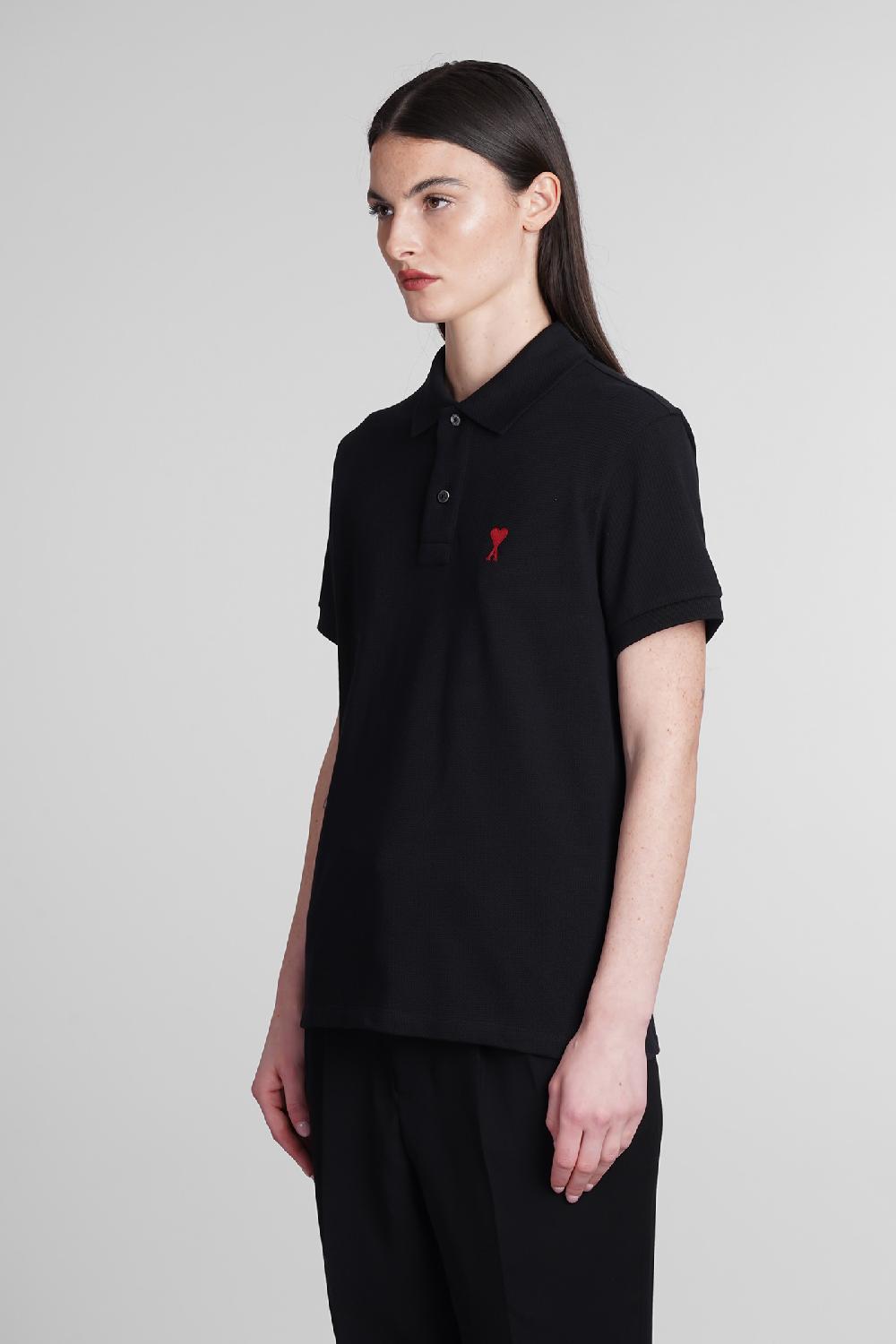 Deliberti Ami Paris Polo in cotone nero cod. 393421 - Deliberti The Luxury Shopping Bestseller
