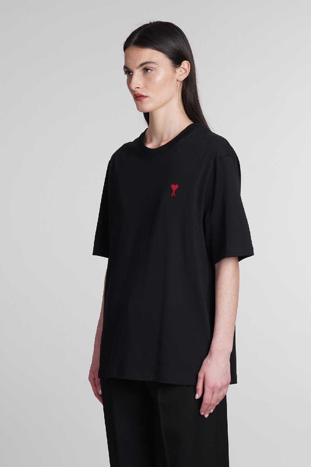 Deliberti Ami Paris T-shirt in cotone nero cod. 393423 - Deliberti The Luxury Shopping Liquidazione