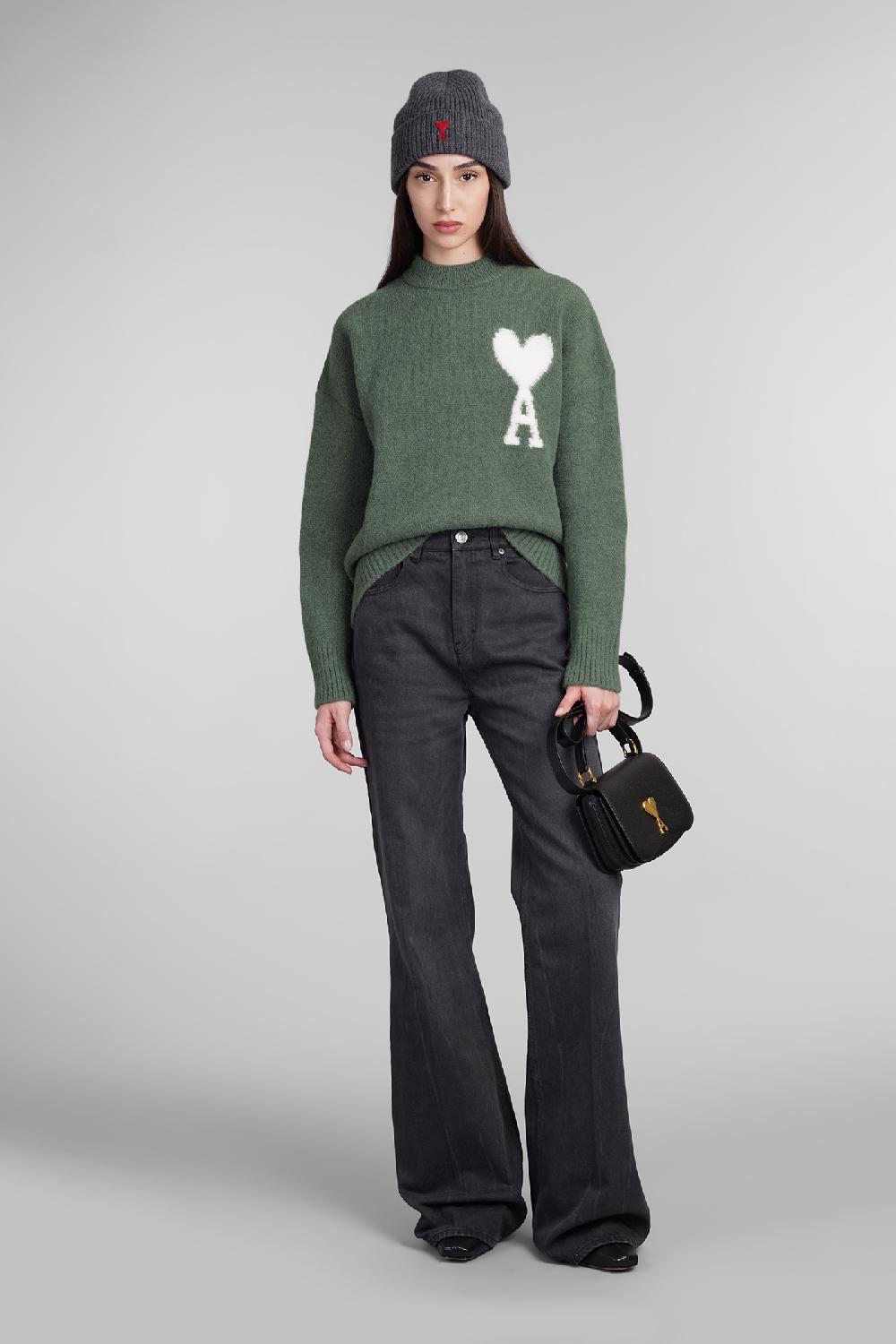 Deliberti Ami Paris Maglia in lana verde cod. 406120 - Deliberti The Luxury Shopping Sconti VIP