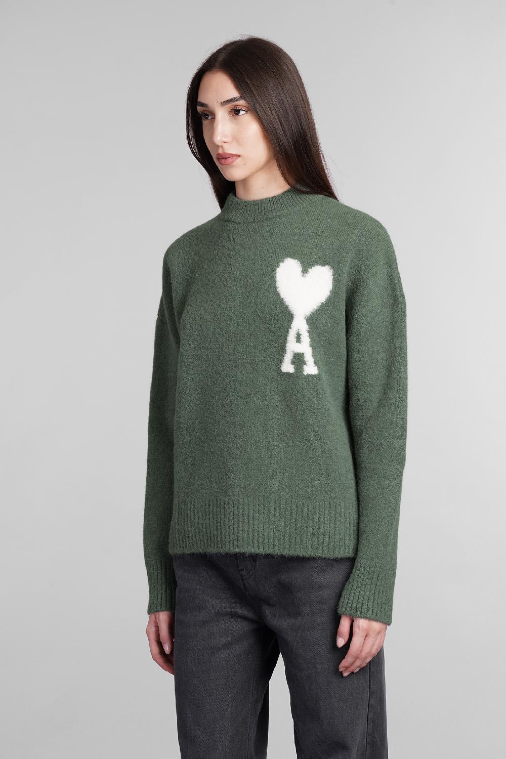 Deliberti Ami Paris Maglia in lana verde cod. 406120 - Deliberti The Luxury Shopping Sconti VIP