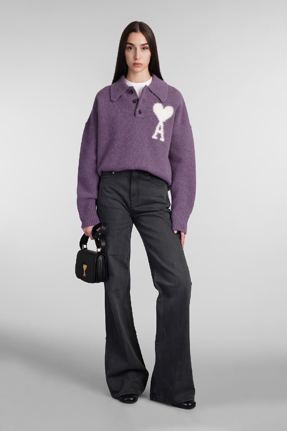 Deliberti Ami Paris Polo in lana viola cod. 409142 - Deliberti The Luxury Shopping Super Saving Price