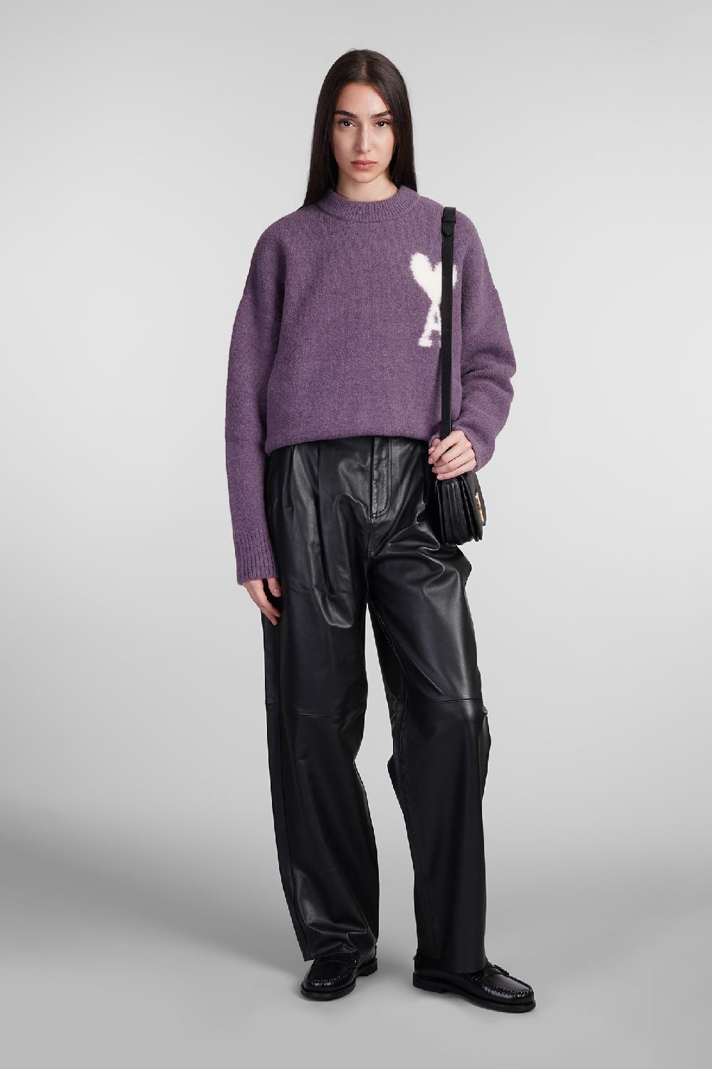 Deliberti Ami Paris Maglia in lana viola cod. 406930 - Deliberti The Luxury Shopping Ritorno libero