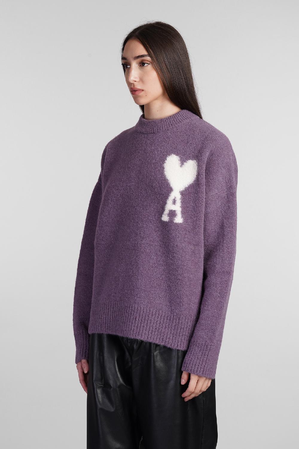 Deliberti Ami Paris Maglia in lana viola cod. 406930 - Deliberti The Luxury Shopping Ritorno libero