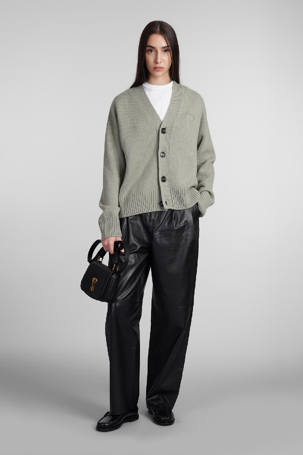 Deliberti Ami Paris Cardigan in lana verde cod. 406931 - Deliberti The Luxury Shopping Rilascio limitato
