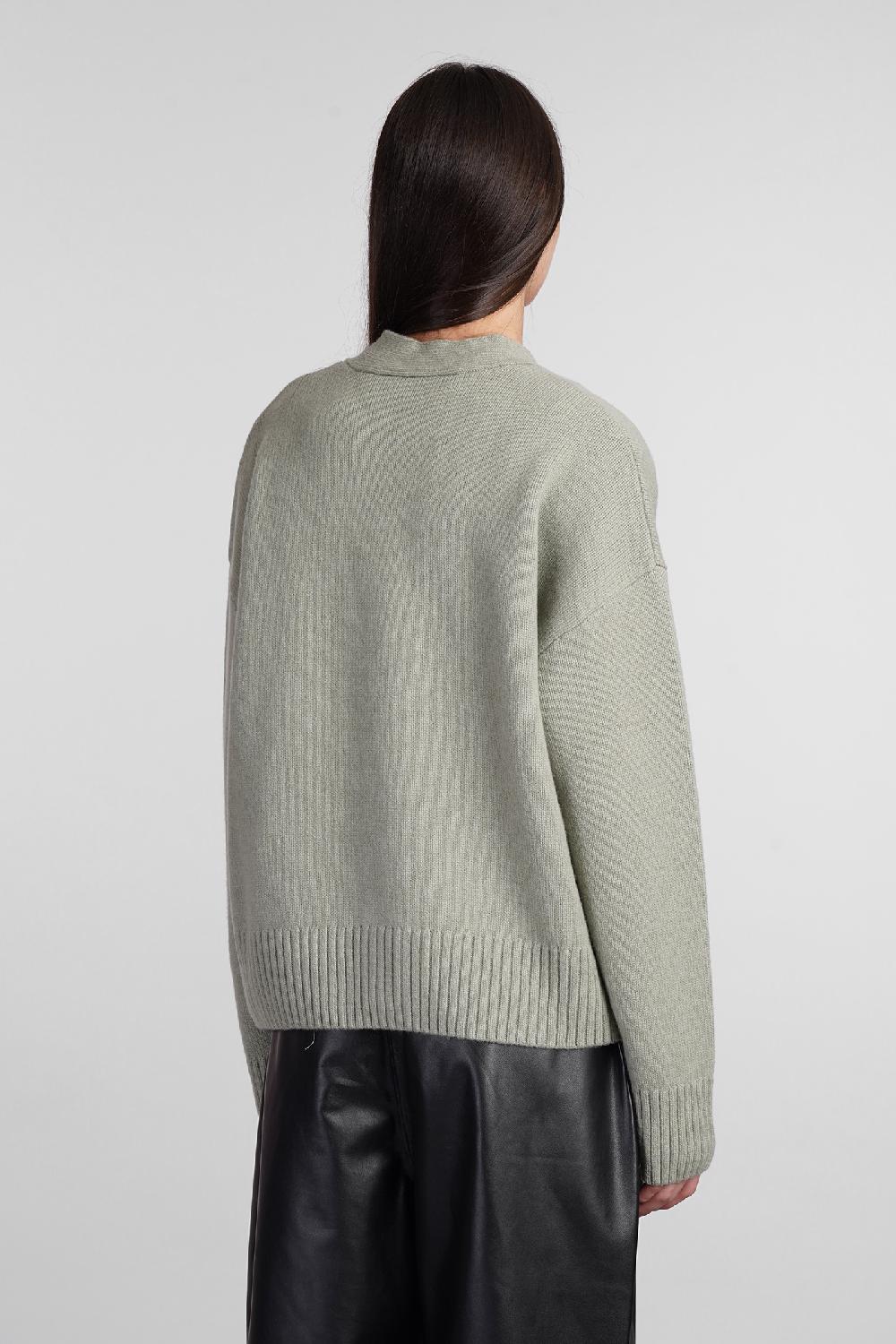 Deliberti Ami Paris Cardigan in lana verde cod. 406931 - Deliberti The Luxury Shopping Rilascio limitato