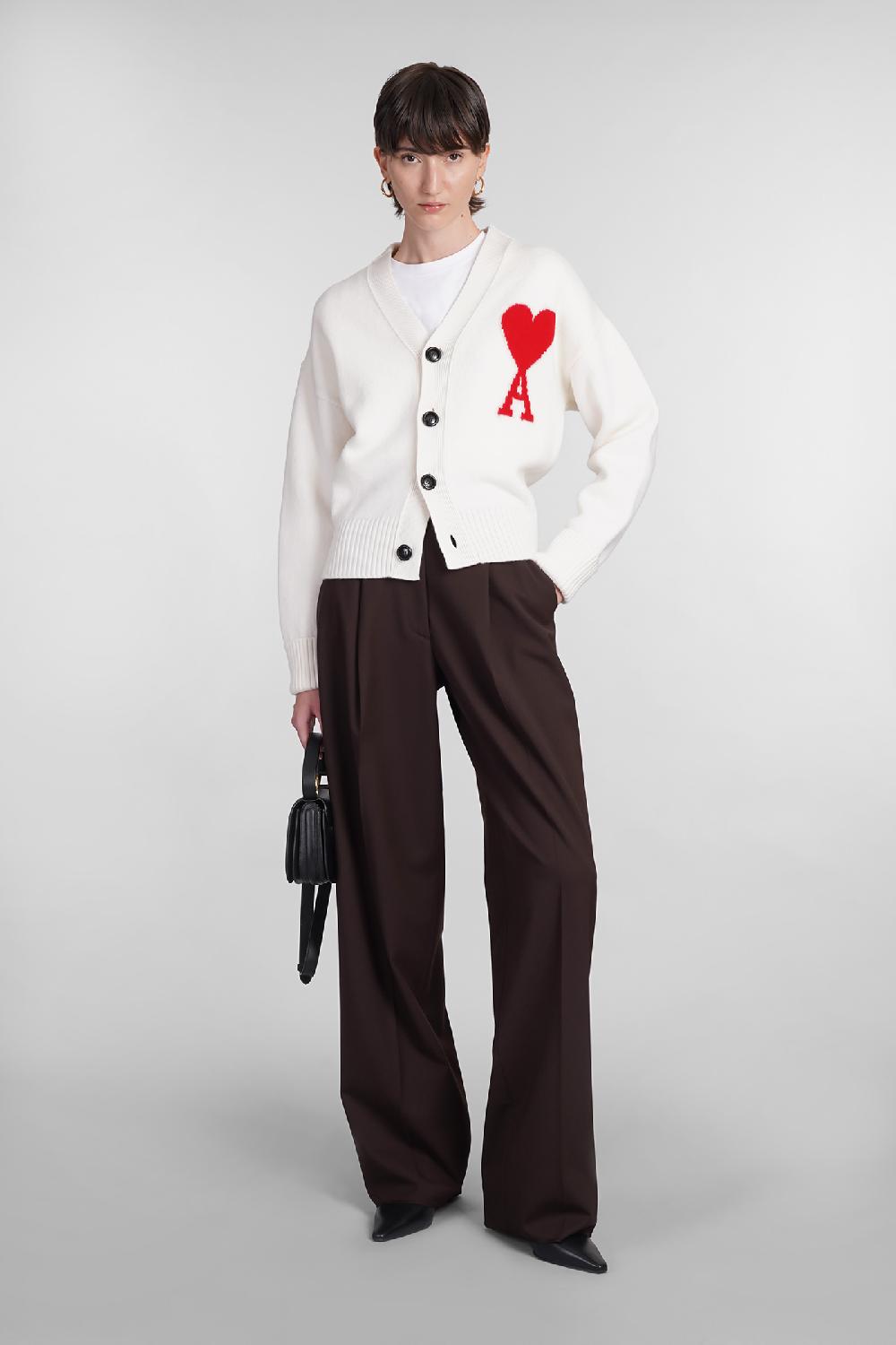 Deliberti Ami Paris Cardigan in lana beige cod. 402078 - Deliberti The Luxury Shopping Ultimi due giorni
