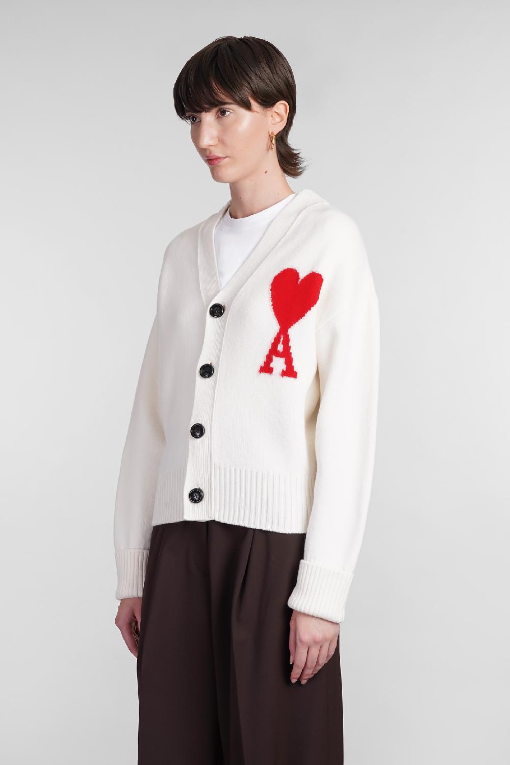 Deliberti Ami Paris Cardigan in lana beige cod. 402078 - Deliberti The Luxury Shopping Ultimi due giorni