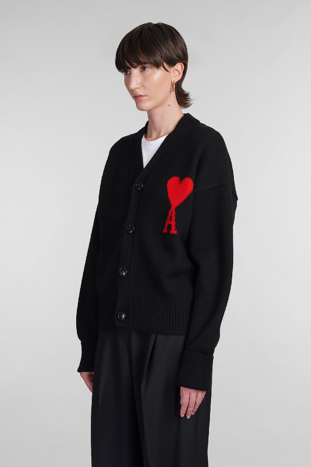 Deliberti Ami Paris Cardigan in lana nera cod. 402079 - Deliberti The Luxury Shopping Promozione temporanea