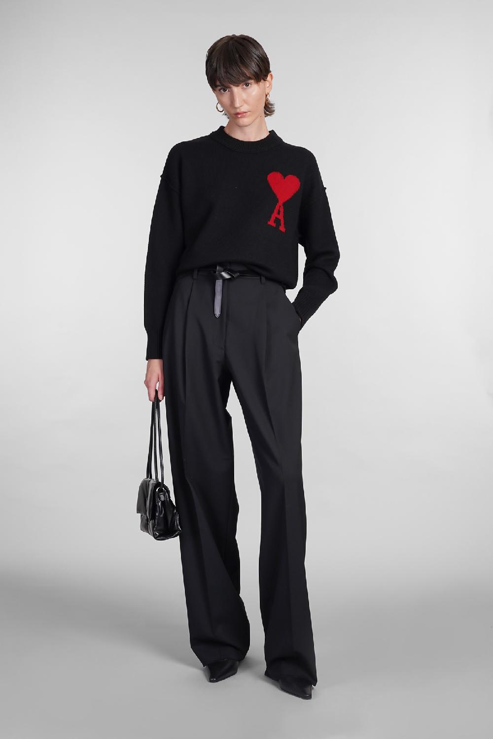 Deliberti Ami Paris Maglia in lana nera cod. 402080 - Deliberti The Luxury Shopping Fino al 60% di sconto