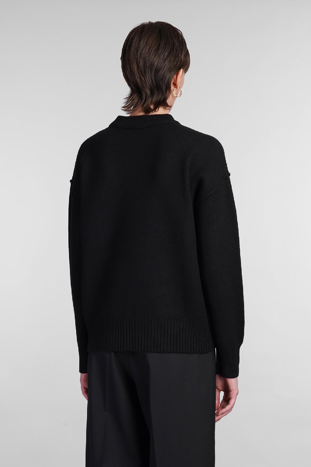 Deliberti Ami Paris Maglia in lana nera cod. 402080 - Deliberti The Luxury Shopping Fino al 60% di sconto