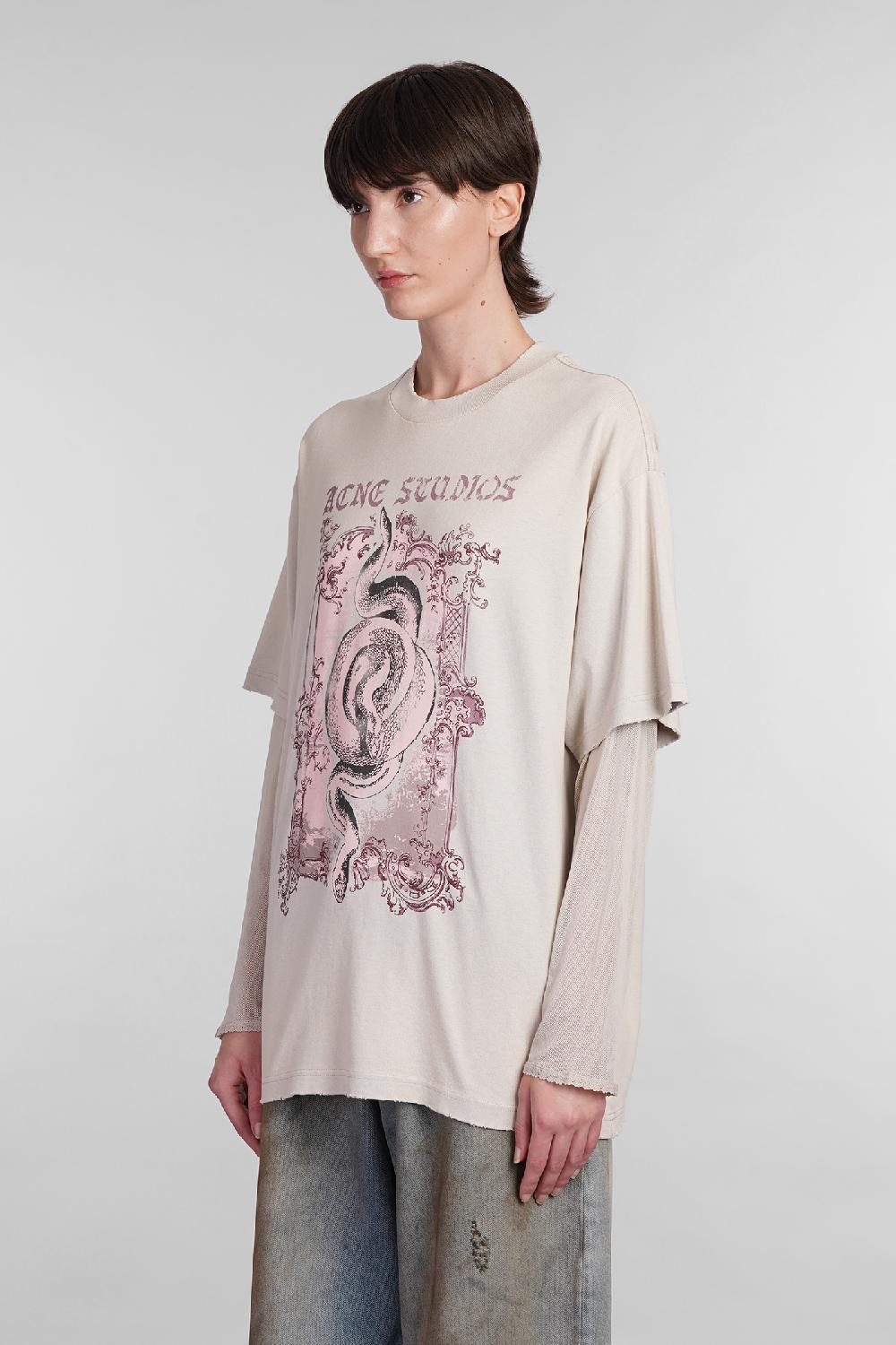 Deliberti Acne Studios T-shirt in cotone beige cod. 402970 - Deliberti The Luxury Shopping Esporta salva