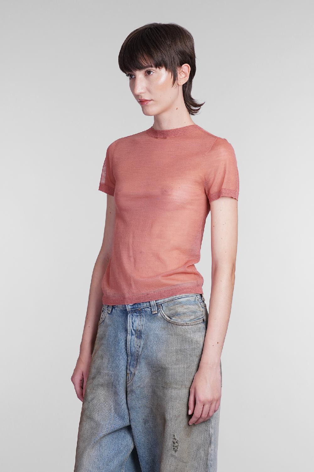 Deliberti Acne Studios T-shirt in lana rosa cod. 406152 - Deliberti The Luxury Shopping Italy