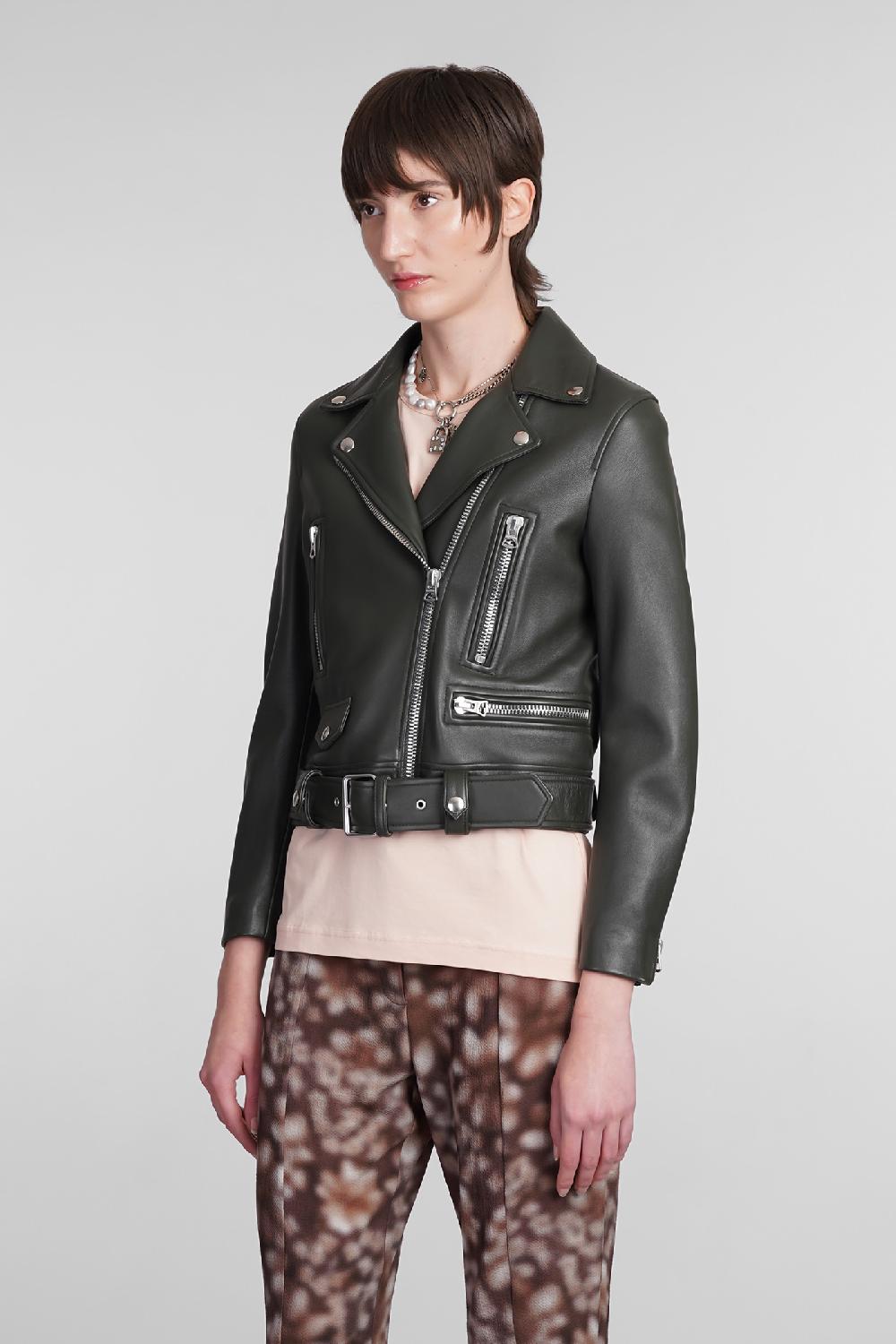 Deliberti Acne Studios Giacca biker mock in pelle verde cod. 344039 - Deliberti The Luxury Shopping Affare Del Giorno