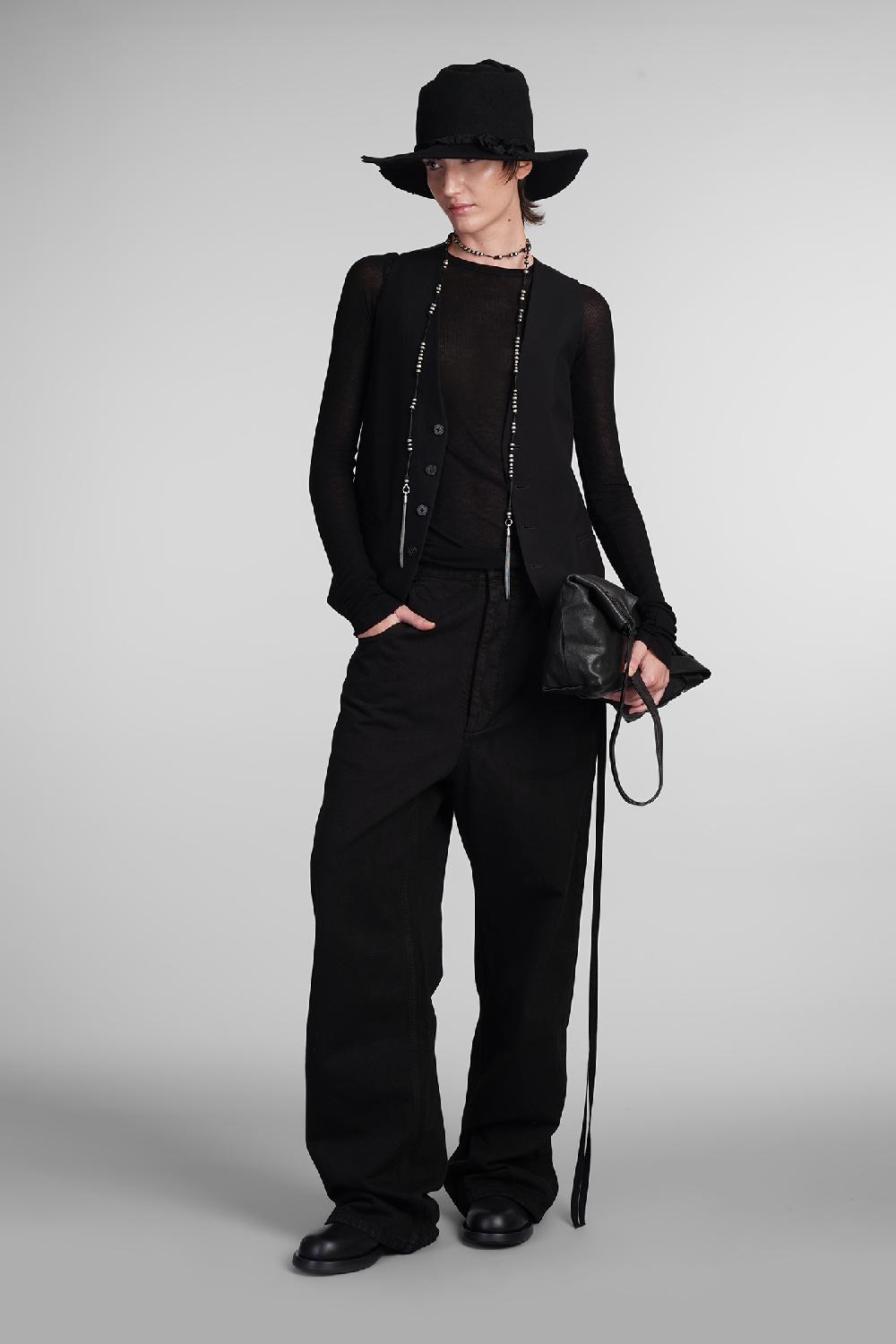 Deliberti Ann Demeulemeester Gilet in cotone nero cod. 399654 - Deliberti The Luxury Shopping Spedizione gratuita