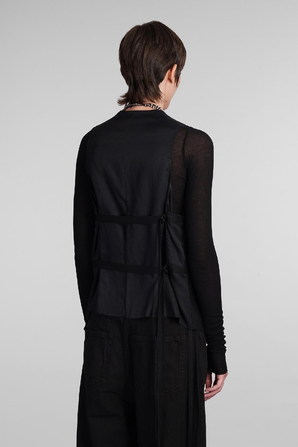 Deliberti Ann Demeulemeester Gilet in cotone nero cod. 399654 - Deliberti The Luxury Shopping Spedizione gratuita