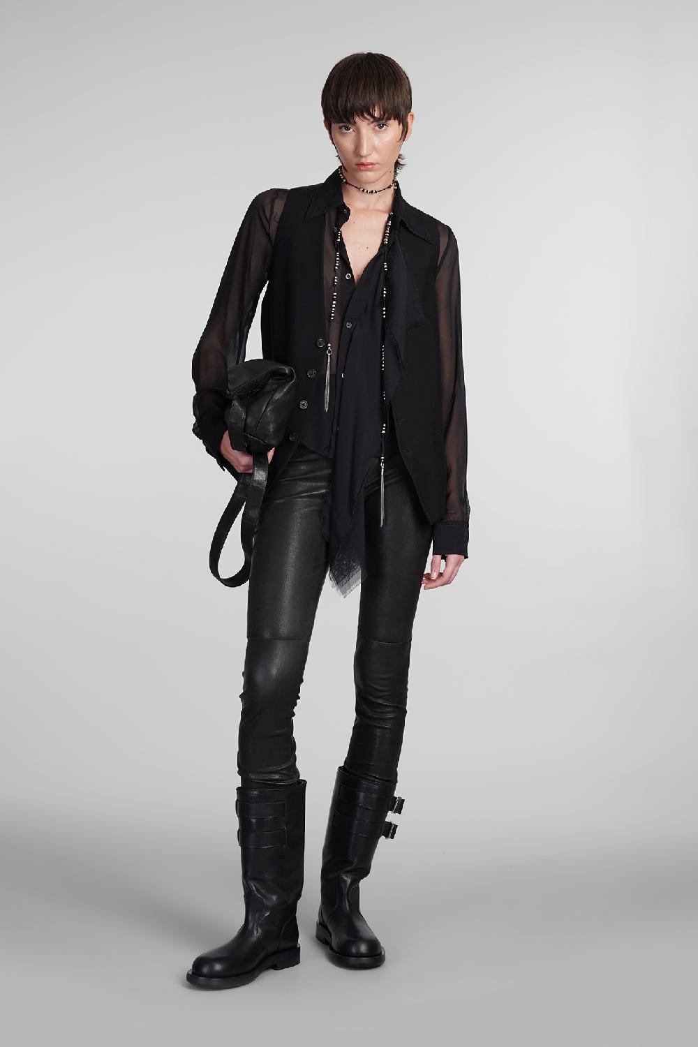 Deliberti Ann Demeulemeester Camicia thyrvi in seta nera cod. 406852 - Deliberti The Luxury Shopping Negozio online di fabbrica
