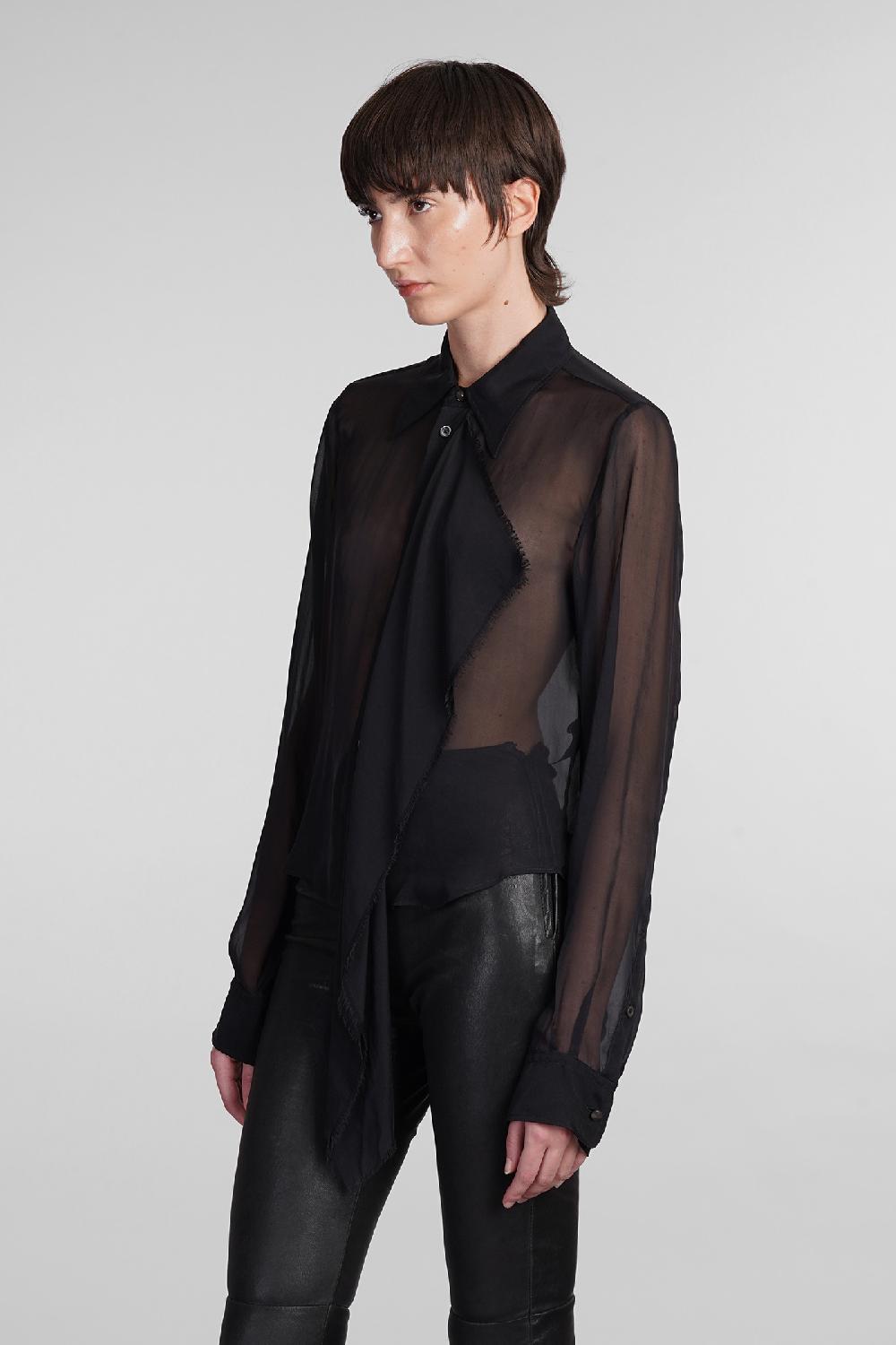 Deliberti Ann Demeulemeester Camicia thyrvi in seta nera cod. 406852 - Deliberti The Luxury Shopping Negozio online di fabbrica
