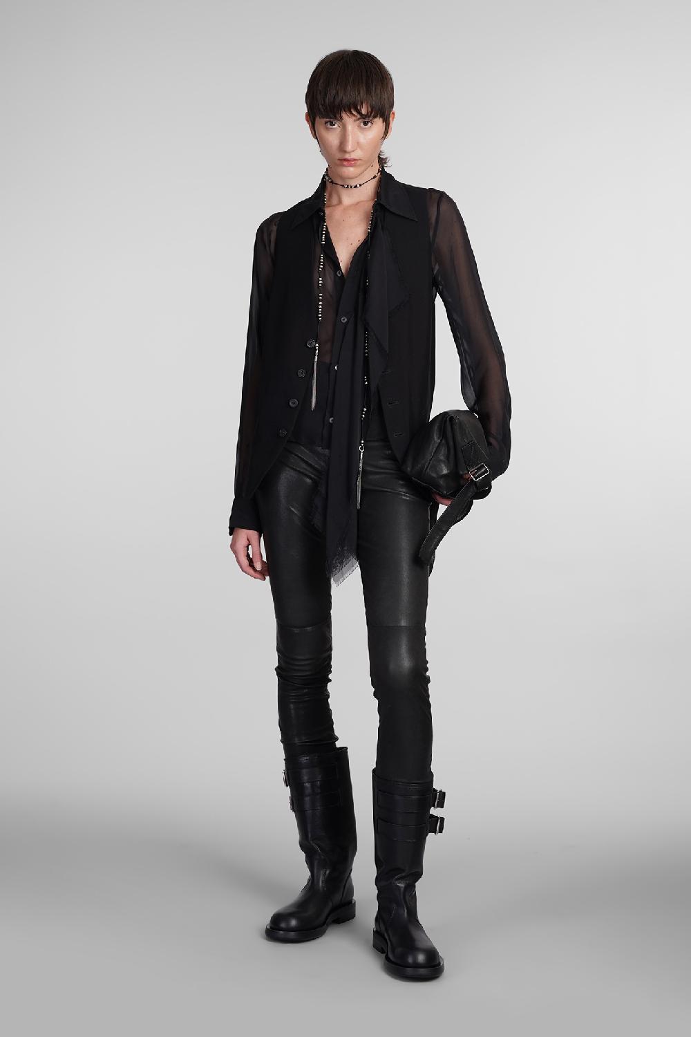 Deliberti Ann Demeulemeester Leggings florence in pelle nera cod. 406853 - Deliberti The Luxury Shopping Prezzo di fabbrica