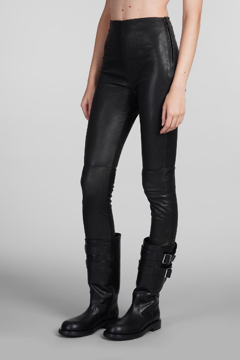 Deliberti Ann Demeulemeester Leggings florence in pelle nera cod. 406853 - Deliberti The Luxury Shopping Prezzo di fabbrica