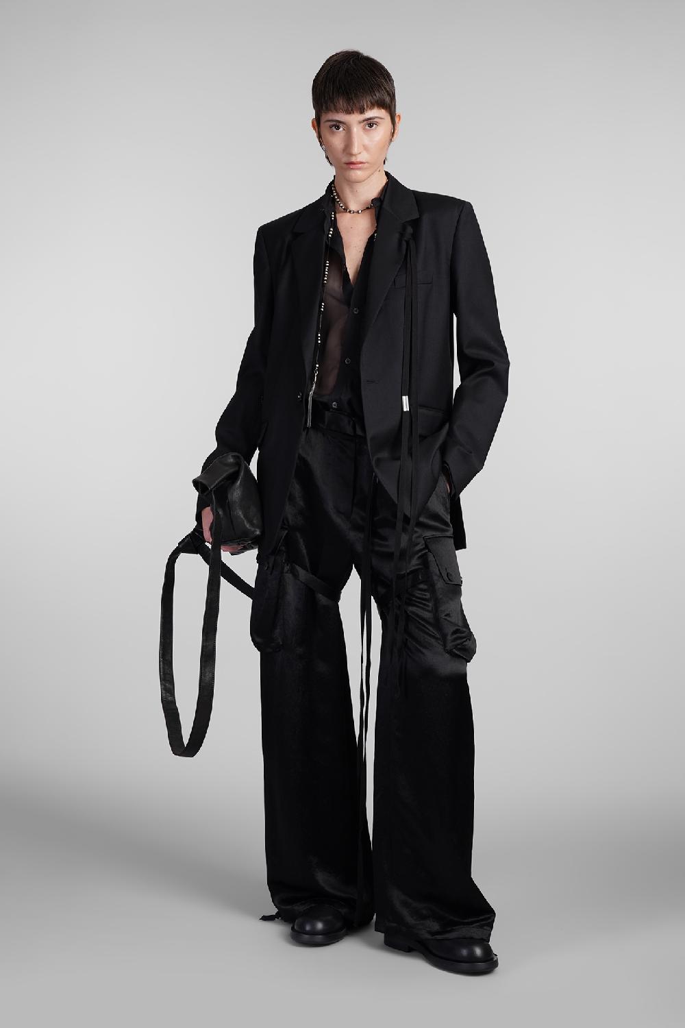 Deliberti Ann Demeulemeester Pantalone lare in acetato nero cod. 409443 - Deliberti The Luxury Shopping Shopping online