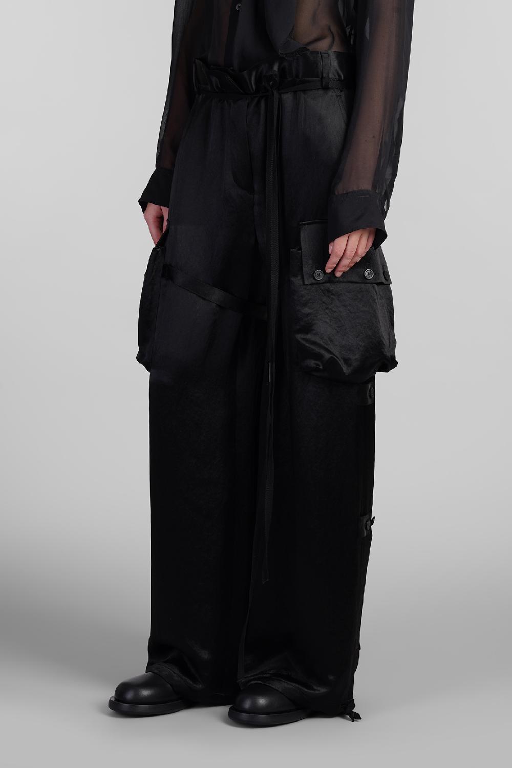 Deliberti Ann Demeulemeester Pantalone lare in acetato nero cod. 409443 - Deliberti The Luxury Shopping Shopping online