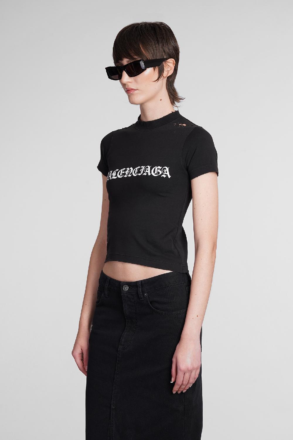 Deliberti Balenciaga T-shirt in cotone nero cod. 398909 - Deliberti The Luxury Shopping Presa