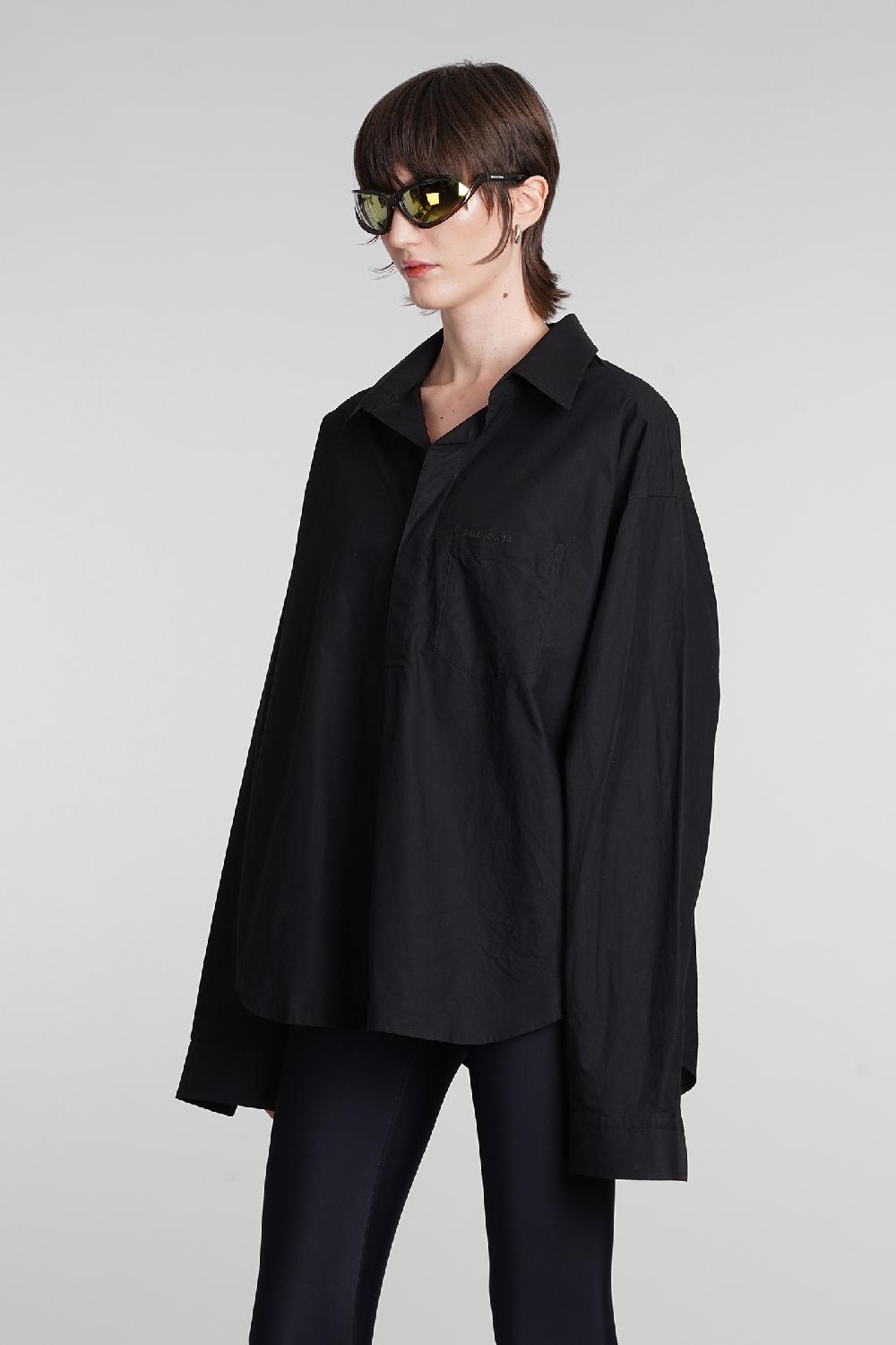 Deliberti Balenciaga Blusa in cotone nero cod. 398321 - Deliberti The Luxury Shopping I Più Venduti