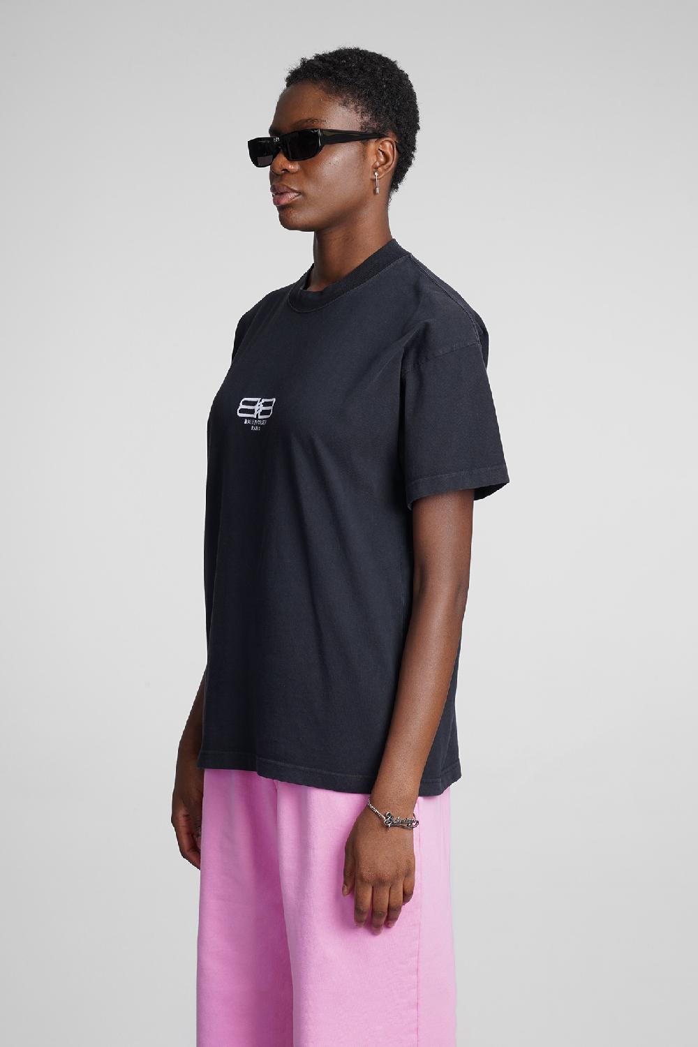 Deliberti Balenciaga T-shirt in cotone nero cod. 354305 - Deliberti The Luxury Shopping Vendita calda