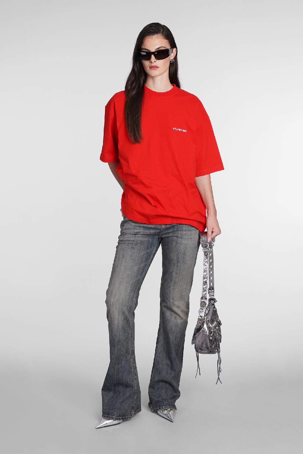 Deliberti Balenciaga T-shirt in cotone rosso cod. 386173 - Deliberti The Luxury Shopping Offerta temporanea