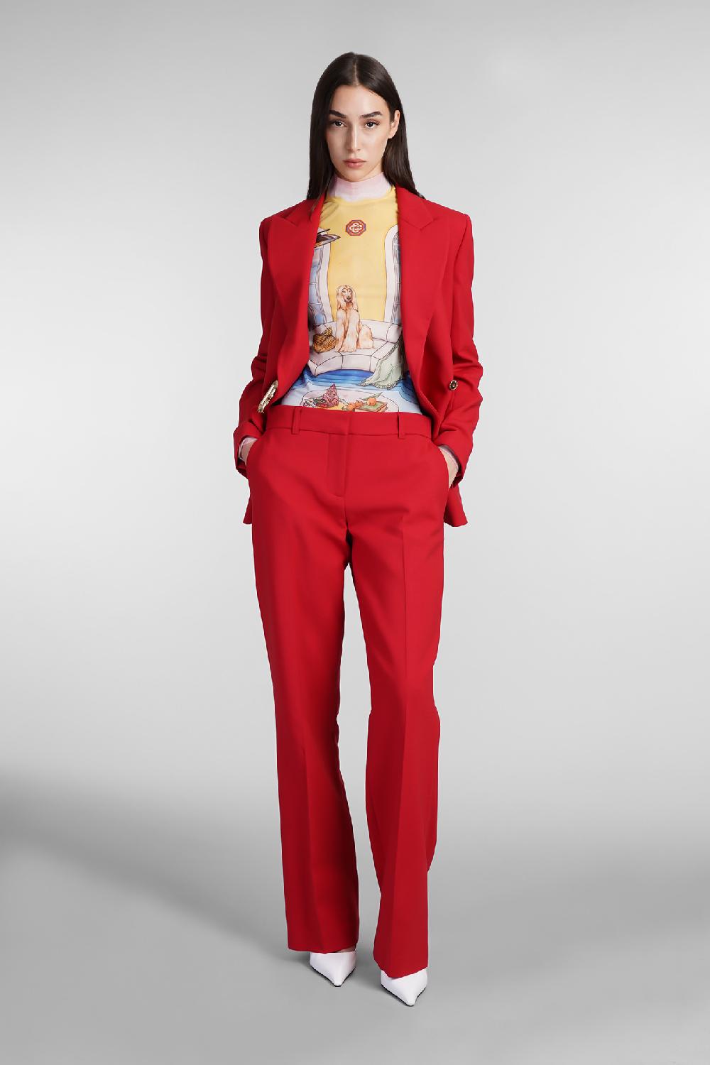 Deliberti Casablanca Pantalone in lana rossa cod. 409066 - Deliberti The Luxury Shopping Enormi sconti