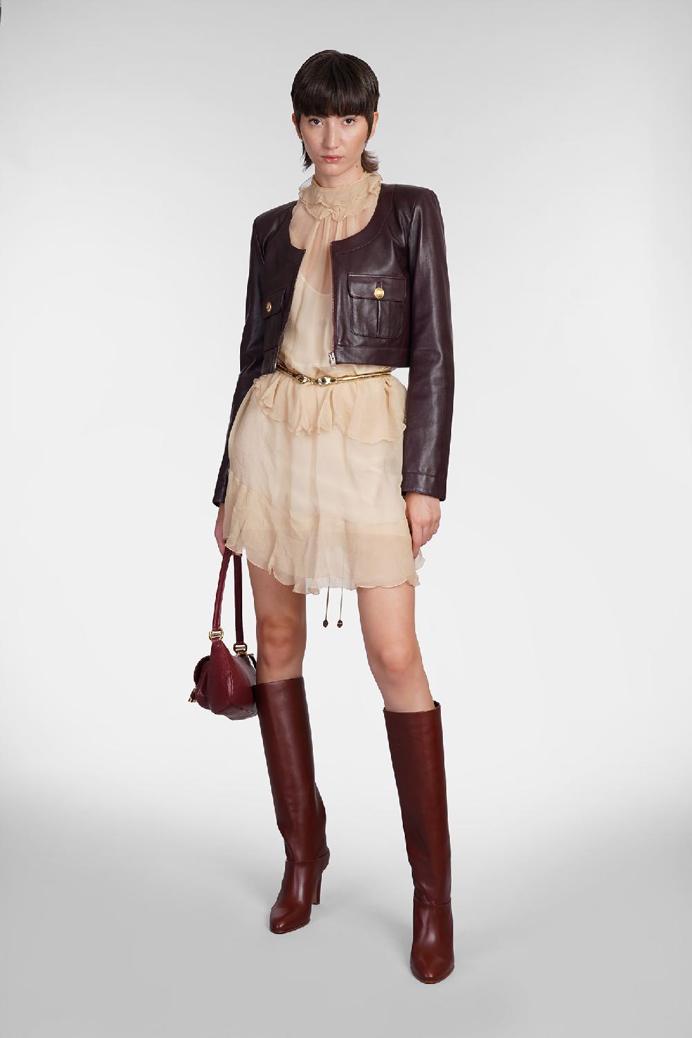 Deliberti Chloé Giacca in pelle in pelle bordeaux cod. 404213 - Deliberti The Luxury Shopping Duty-free