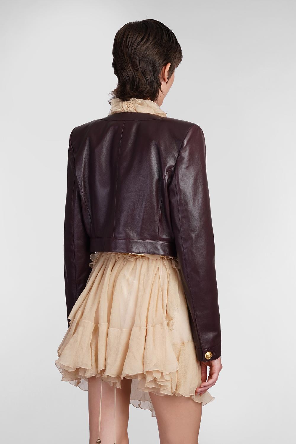 Deliberti Chloé Giacca in pelle in pelle bordeaux cod. 404213 - Deliberti The Luxury Shopping Duty-free