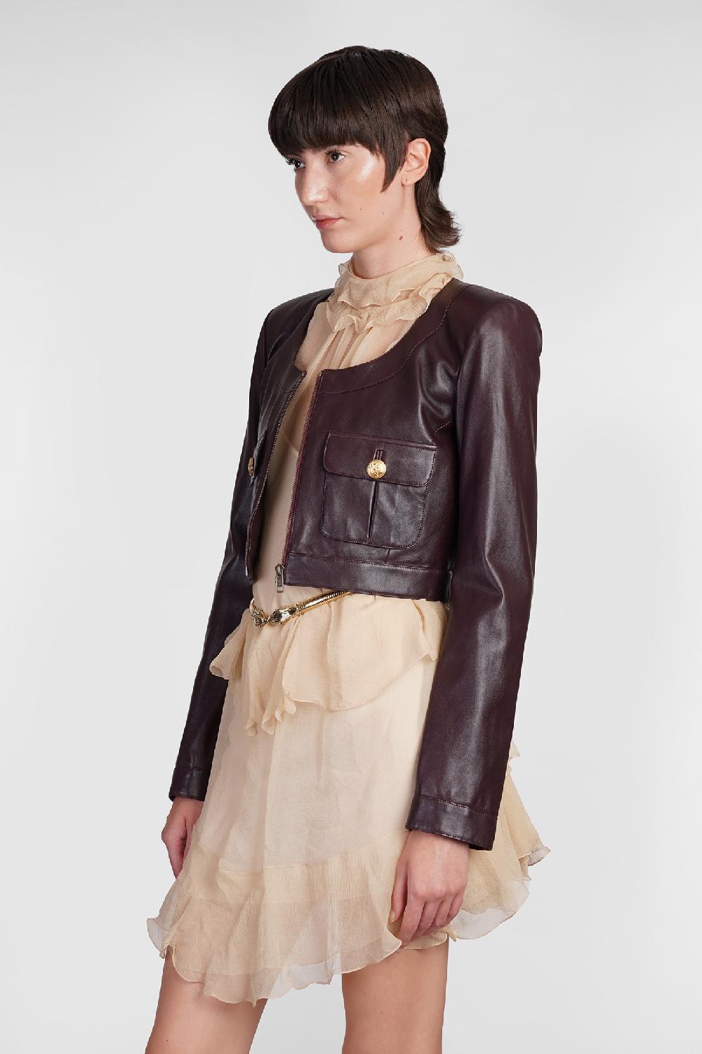 Deliberti Chloé Giacca in pelle in pelle bordeaux cod. 404213 - Deliberti The Luxury Shopping Duty-free