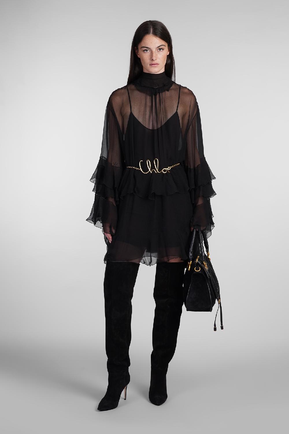 Deliberti Chloé Abito in seta nera cod. 404201 - Deliberti The Luxury Shopping 50% di sconto per tempo limitato