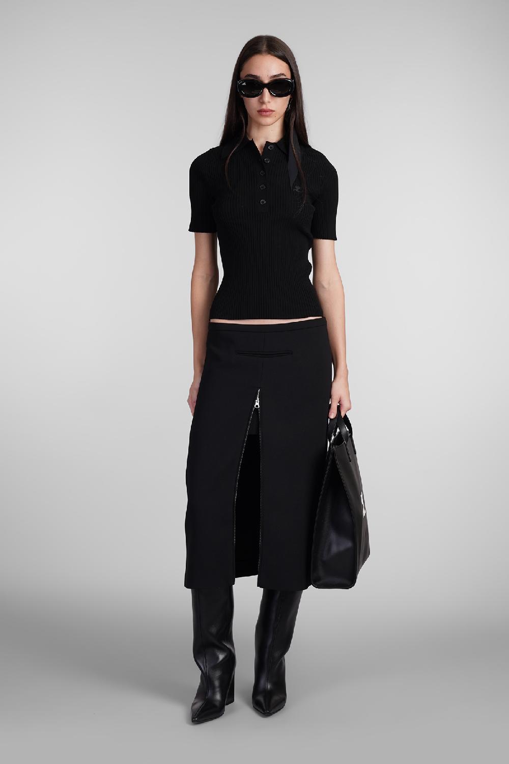 Deliberti Courreges Polo in viscosa nera cod. 408561 - Deliberti The Luxury Shopping Offerta speciale della fabbrica