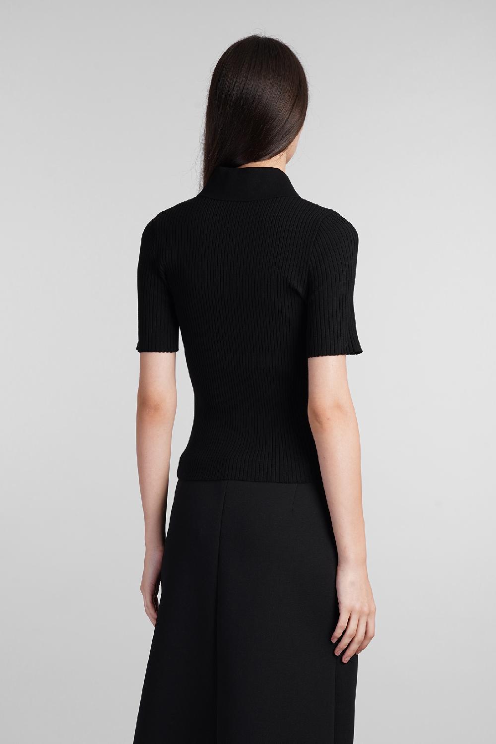 Deliberti Courreges Polo in viscosa nera cod. 408561 - Deliberti The Luxury Shopping Offerta speciale della fabbrica