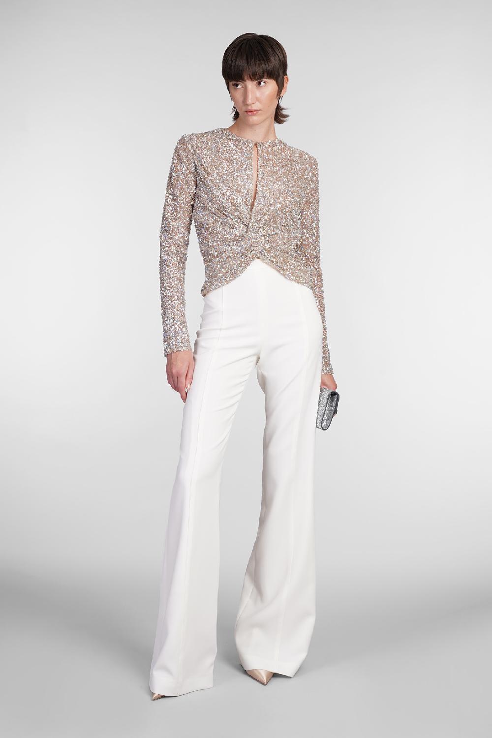 Deliberti Costarellos Pantalone rimi in poliestere beige cod. 406737 - Deliberti The Luxury Shopping Enormi sconti