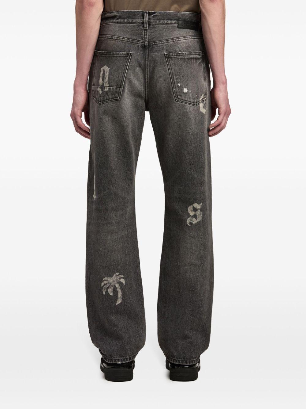 Palm angels `BW Logo Patch` 5-Pocket Jeans Saldi Di Fabbrica