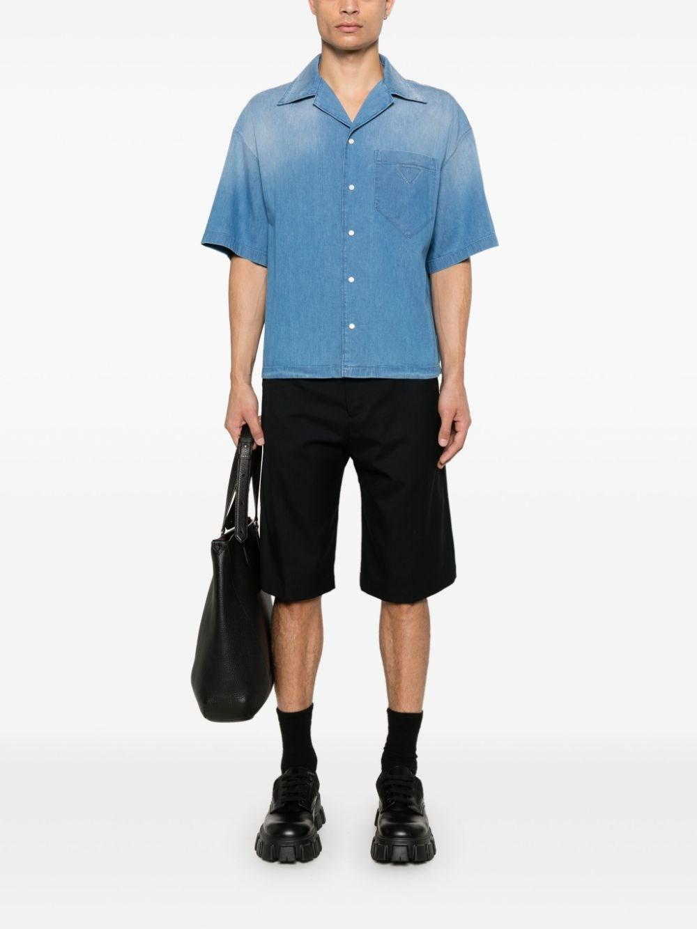 Prada Light Denim Short Sleeve Shirt Saldi