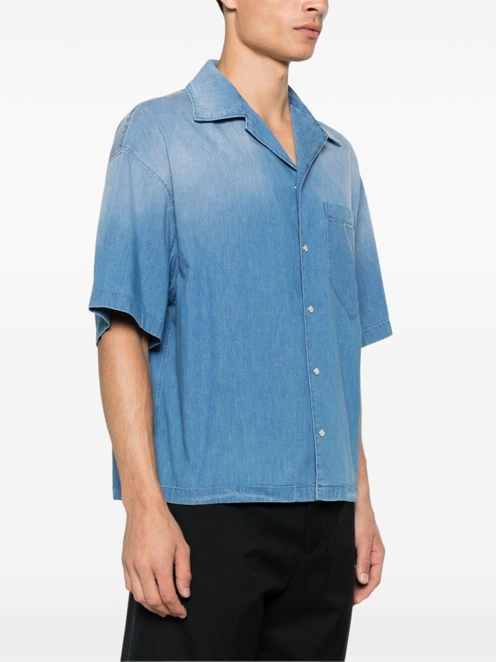 Prada Light Denim Short Sleeve Shirt Saldi